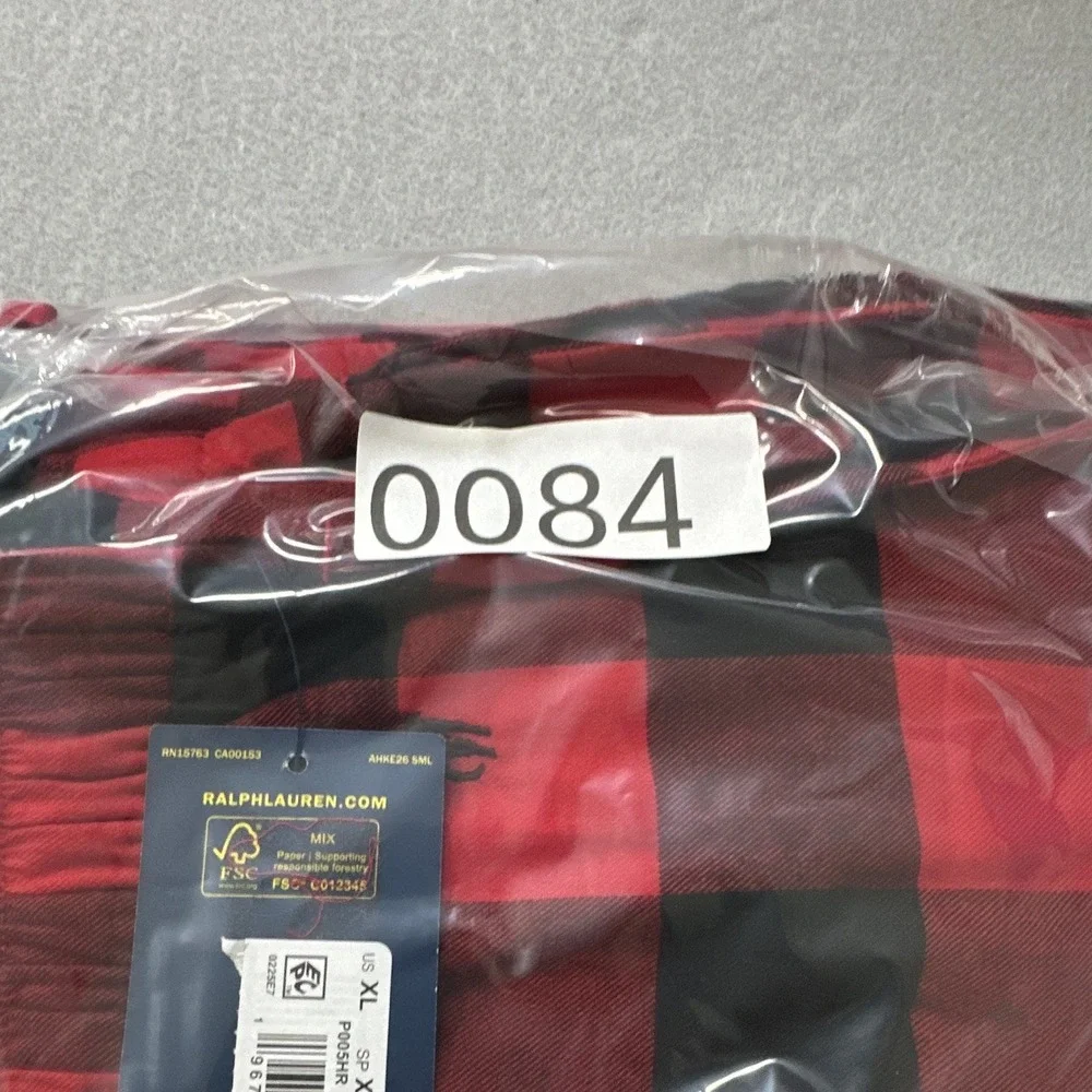 NWT Polo Ralph Lauren Pajama Pants Mens XL Red Black Buffalo Plaid Cotton